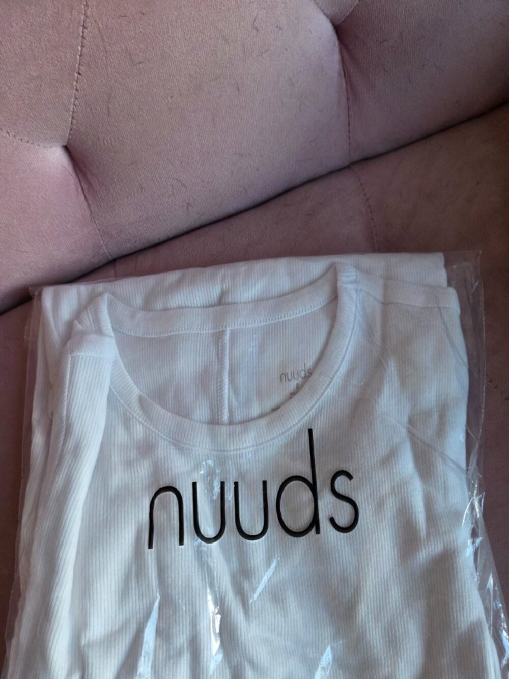 Nuuds Women's Ribbed Long Sleeve Crew Neck Shirt White Size Small NIP